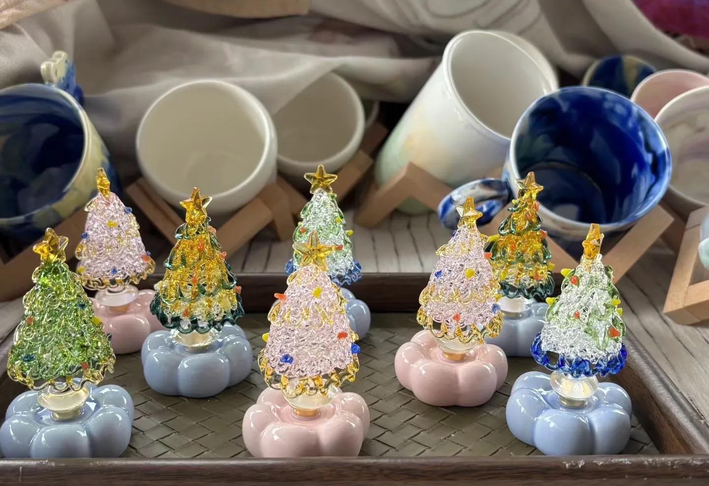 Handblown Glass Rotating Christmas Tree Ornament | Magical Holiday Decor for Your Home