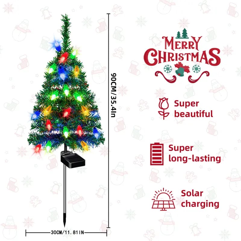 🎄Christmas Flash Deal 🎁 65% OFF✨ 4-in-1 Aurora Haven Solar Powered Christmas Tree 🎄(75cm H / 2.5 ft approx.)