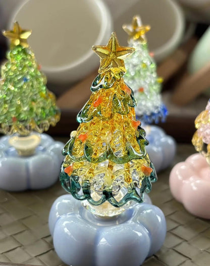 Handblown Glass Rotating Christmas Tree Ornament | Magical Holiday Decor for Your Home