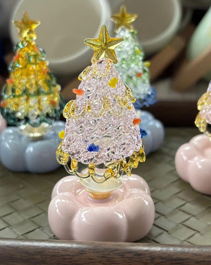 Handblown Glass Rotating Christmas Tree Ornament | Magical Holiday Decor for Your Home