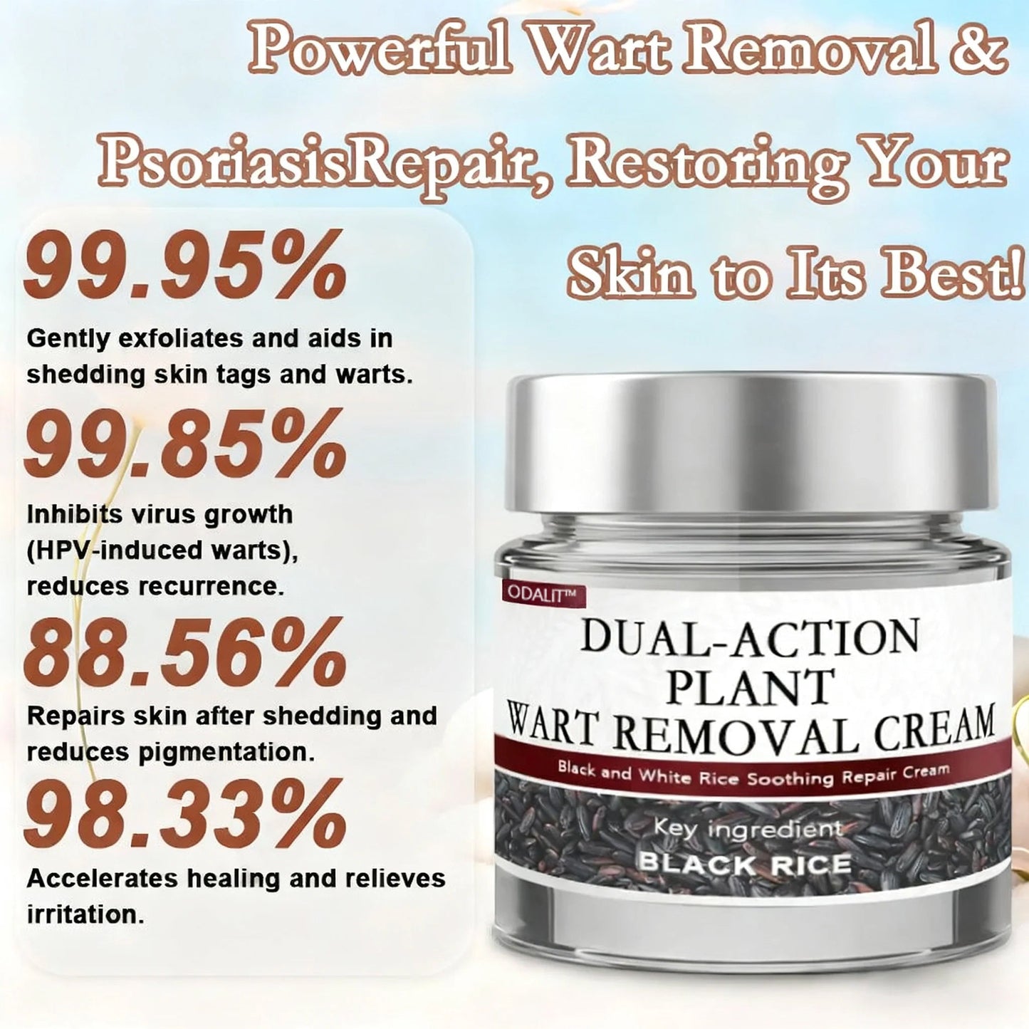 🎁ODALIT™ Black Rice Skin Repair Essence Cream ⚕️ FDA Certified (Removes warts and skin growths, improves keratin buildup and seborrheic dermatitis, follicular keratosis, age spots, and bruising)