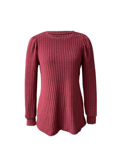 Women's Puff Sleeve Long Sleeve Crew Neck Knit Top